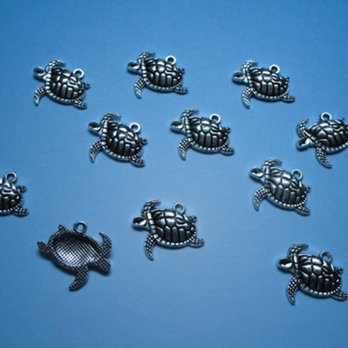 Lot de 3 breloques tortue argent tibétain 20x16.5mm