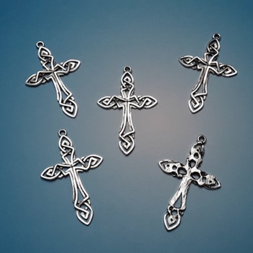 1 croix celtique médiévale 5.7x3.5cm ciselée argent tibétain 