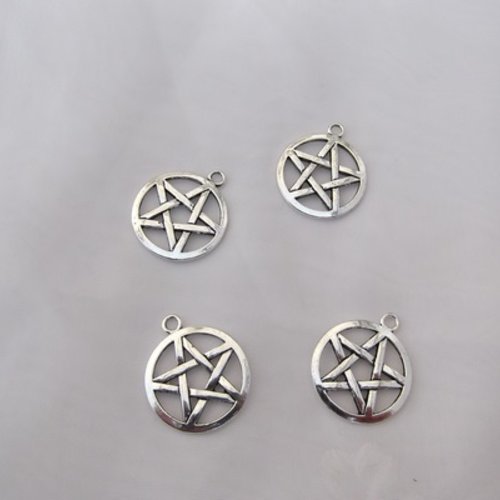 Lot de 2 breloques croix pentacle pentagram argent tibétain 20x16mm