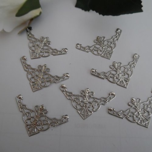  lot de 4 estampes filigrane argenté brillant 4.8x3.5cm 