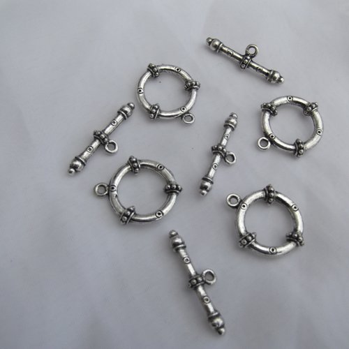 1 set fermoir toggle ciselé argent tibétain 32x9.5mm/26x22mm