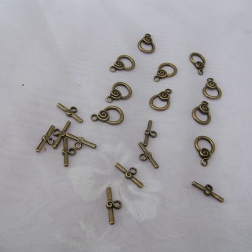 Lot de 3 sets fermoirs toggle bronze avec motif 16x6 /17x11mm