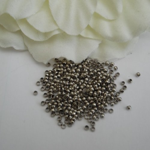 Lot de 100 (approx) perles à écraser de 1.5mm rondes argenté gris