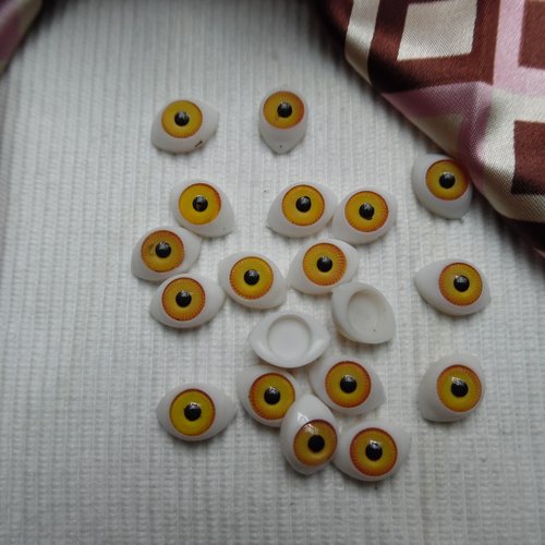  lot de 4 supports oeil jaune noir ovale pour peluche ourson etc.. à coller en acrylique de 17x11mm