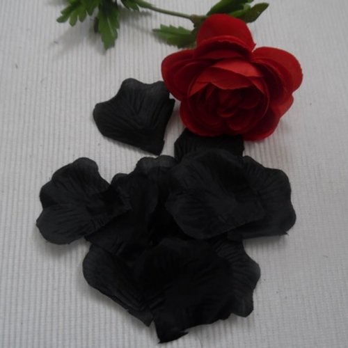  lot de 200 pétales de rose noirs en tissus 47x53mm