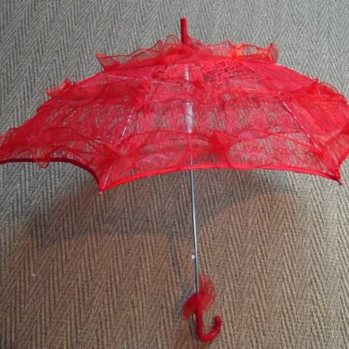  ombrelle rouge dentelle 78x81cm