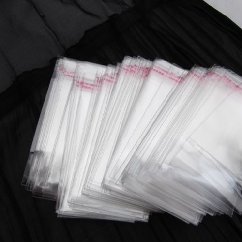 Lot de 50 sachets 7x6cm pochettes auto-adhésif transparents