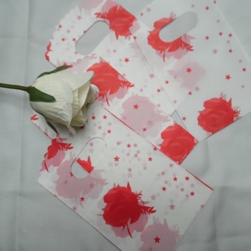 Lot de 10 pochettes souple fine à fleur rose blanc rouge