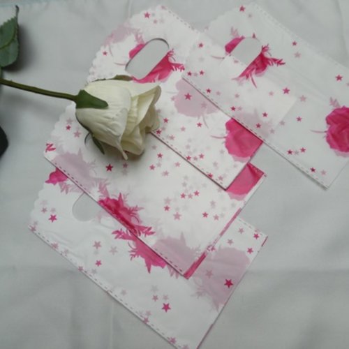  lot de 10 pochettes souple fine à fleur rose blanc rose 