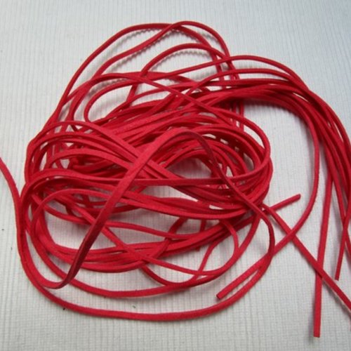 90cm de cordon rouge lien suédine (cuir de suède) 2.5mm