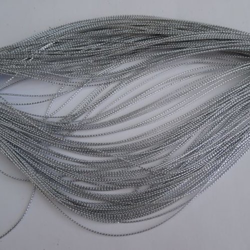 Lot de 3m de fil lien cordon de 0.5mm effet diamond argenté gris brillant