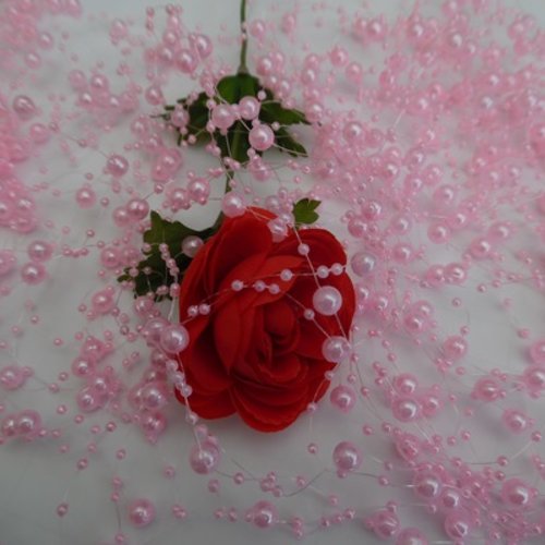 1,30 m de guirlande perles roses nacrées de 8 et 3mm