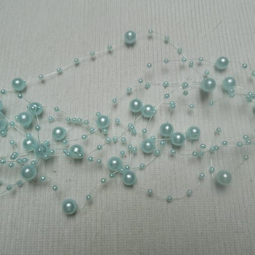 1,30 m de guirlande perles bleues nacrées de 8 et 3mm