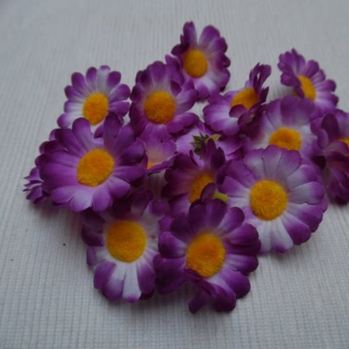 lot de 4 fleurs marguerite pâquerette violet blanc jaune 4.5cm - Un grand  marché