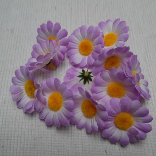 Lot de 4 fleurs marguerite pâquerette mauve blanc jaune 4.5cm