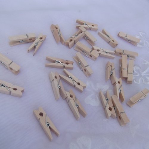 12 mini épingles à linge bois naturel de 35x9x7mm
