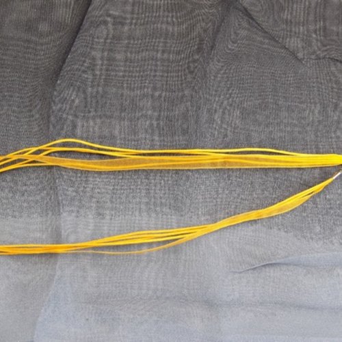 Collier corde jaune soleil ruban organza jaune 43cm