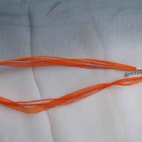  collier corde orange ruban organza orange 43cm 