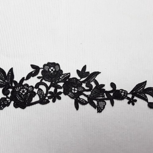 Applique fleur noire 31.5x8cm guipure dentelle coton enduit an002a