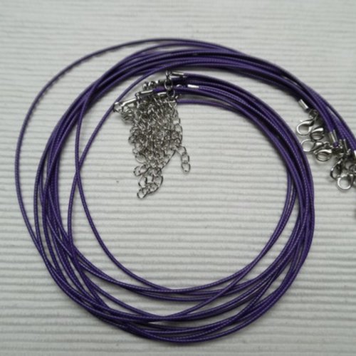1 cordon collier simili cuir violet 45cm effet serpentine
