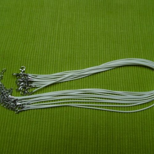 1 cordon collier blanc simili cuir effet serpentine 45cm