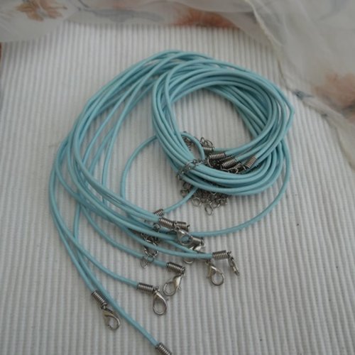 1 cordon collier simili cuir bleu 45cm effet serpentin