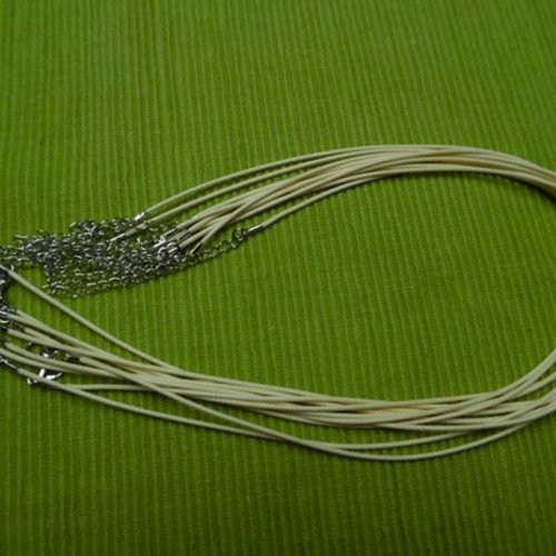 1 cordon collier simili cuir ivoire 45cm effet serpentine