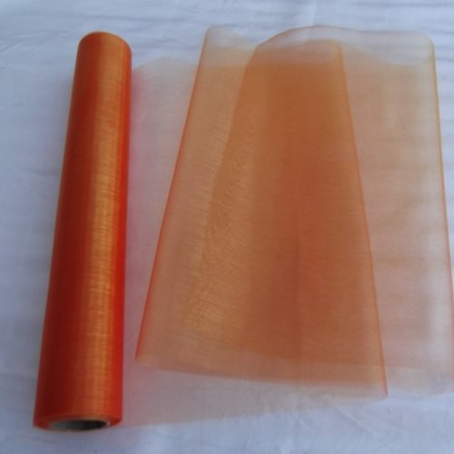 1m de tissu orange voile organza avec reflet brillant largeur 29cm