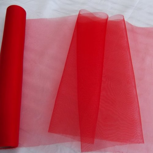 1m de tissu rouge voile organza avec reflet brillant largeur 29cm