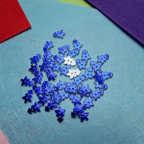 10 boutons sapin bleu 17.5x13mm résine bleu