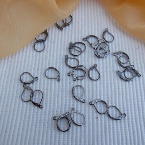 4 supports de boucles d'oreilles dormeuses 15x10mm gunmétal