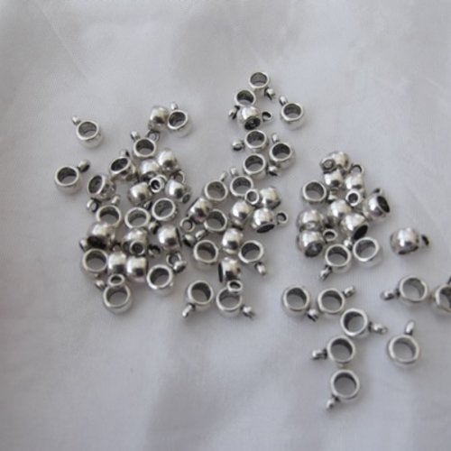Lot de 15 bélières 11x8mm acrylique lisse argenté gris