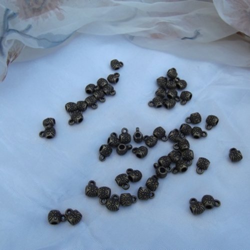 8 bélières 9x6mm perles motif fleur bronze