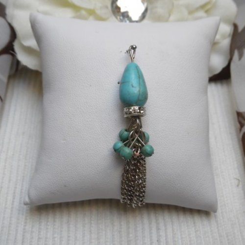  1 pendentif support de boucles d'oreilles goutte turquoise 6.6x1cm argent tibétain
