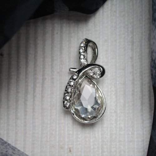  1 pendentif goutte 2.8x1.4x0.7cm poire diamond blanc strass cristal