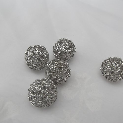 1 perle évidée filigrane 24mm ajourée argenté gris