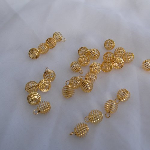 Lot de 10 perles cages 11x8.5mm métal doré