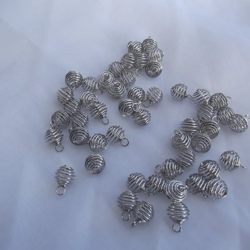 10 perles cages 11x8.5mm métal argenté gris