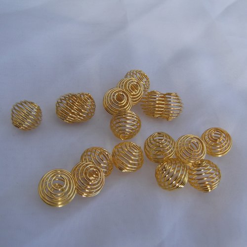 10 perles cages 15x14mm métal doré