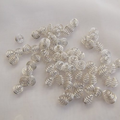 10 perles cages 10x9mm métal argenté blanc