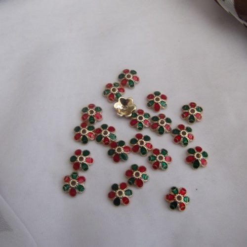 2 coupelles fleurs cloisonnées 10x3mm cuivre émail