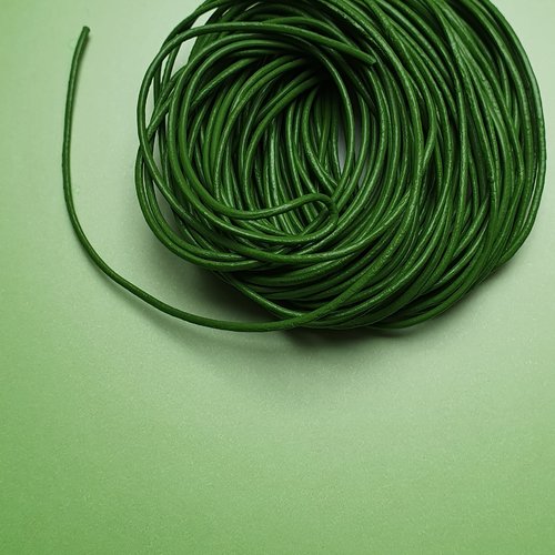 1m de cordon fil collier vert cuir véritable de 1,5mm