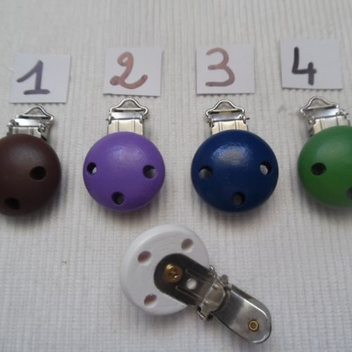  n°2 attache clip pince tétine bébé 2.9cm rond violet bois