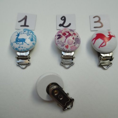 N°3 attache clip pince tétine bébé 2.9cm noël rond bois