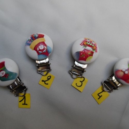 N°2 attache clip pince tétine bébé 2.9cm noël rond bois