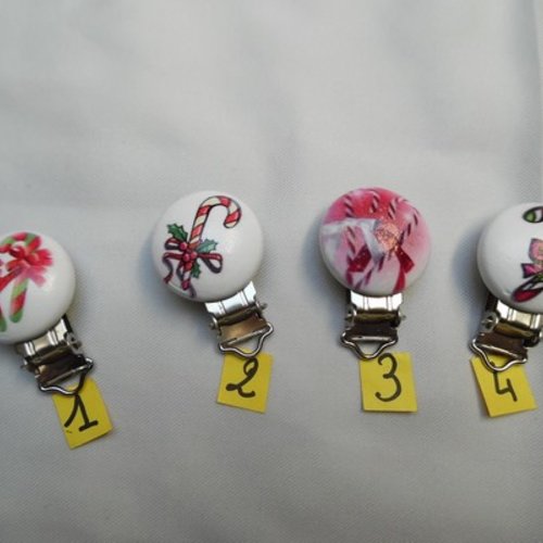  n°2 attache clip pince tétine bébé 2.9cm noël rond bois 