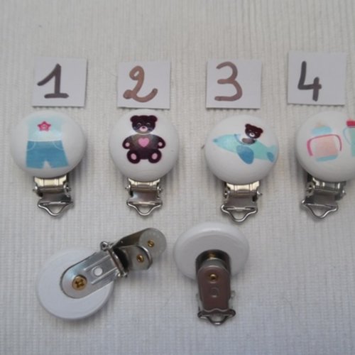 N°4 attache clip pince tétine bébé 2.9cm pantalon biberon rond bois