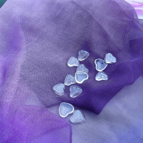 Lot de 3 cabochons loupes 25mm coeur verre transparent