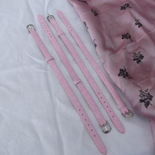 1 bracelet 22cm rose simili cuir 