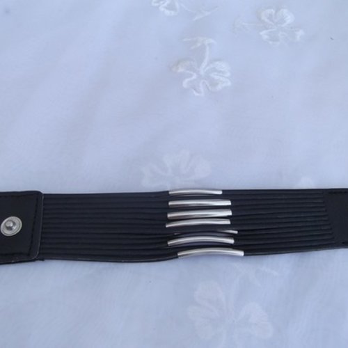 Bande bracelet noir 22x3.7cm à customiser perles tubes argentées
